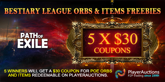 5x $30 Coupon Giveaway for Path of Exile items at PlayerAuctions! (March 2018)